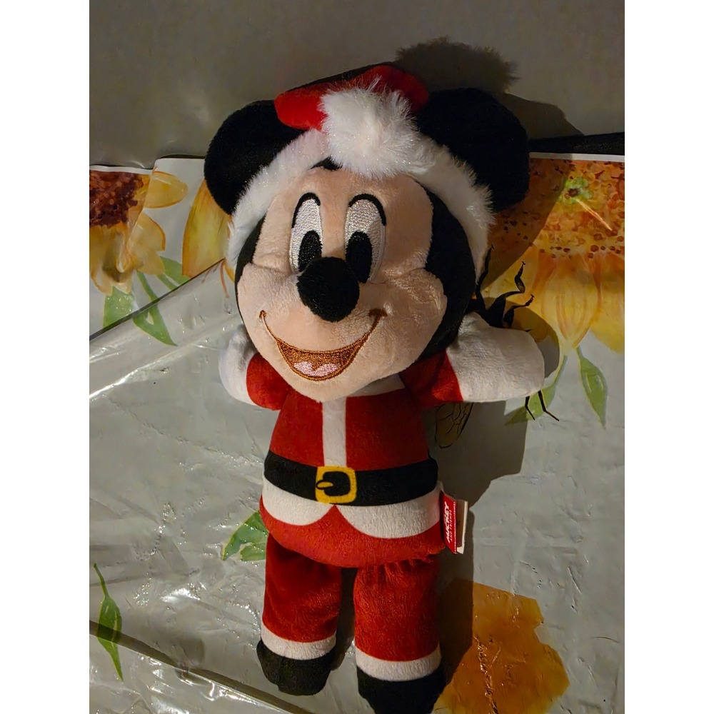 Disney Mickey Mouse Santa Claus Holiday Plush Stuffed Animal Baby Toy Red